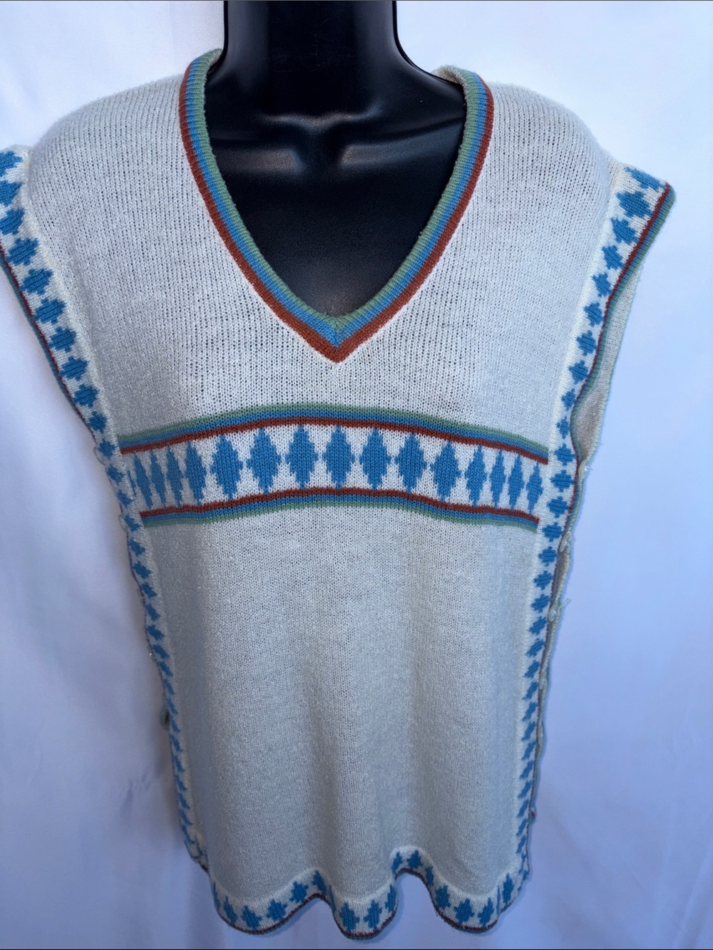 Vintage Clothes To You Sweater Vest/Tunic, sz M, 1970’s, 19” PTP, 24” L